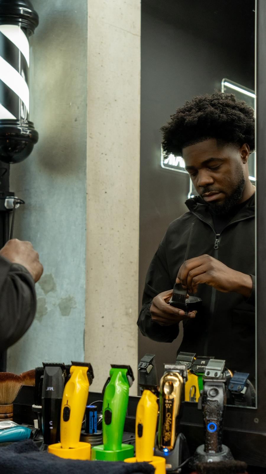 Senior barber working