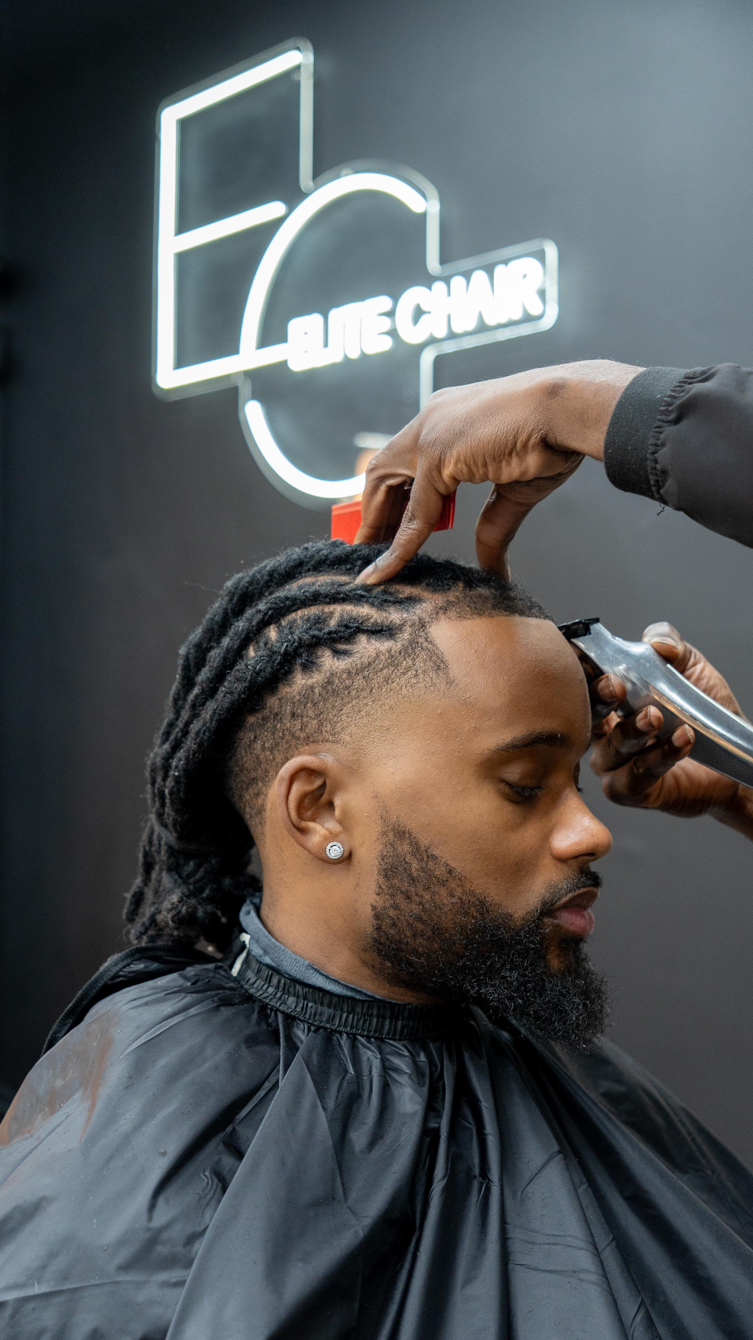 Locks fade and beard detail at Elite Chair Barber in Canning Town